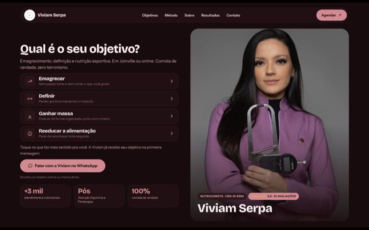 Captura de tela: Viviam Serpa · Nutricionista
